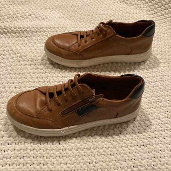 Flat Ltd. Boys' Cameron Brown Leather Zip Oxford Sneaker -  Size 3M - Picture 3 of 9